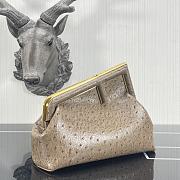 FENDI | FIRST SMALL Beige ostrich leather bag - 8BP129 - 26×9.5×18cm - 4
