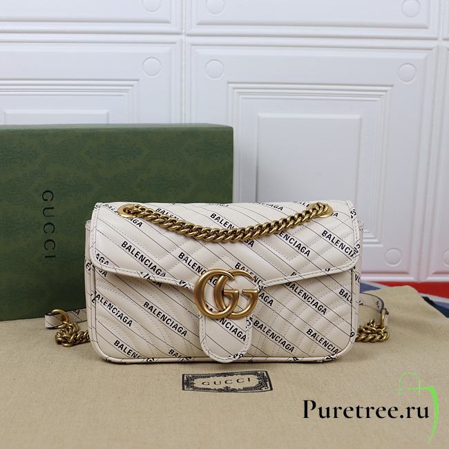 GUCCI | Small White GG Marmont bag - 443497 - 26 x 15 x 7 cm - 1