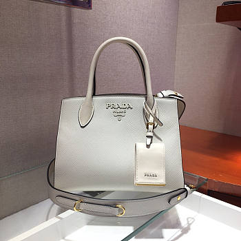PRADA | Small White Saffiano Leather Monochrome Bag - 1BA156 - 26x20x15cm