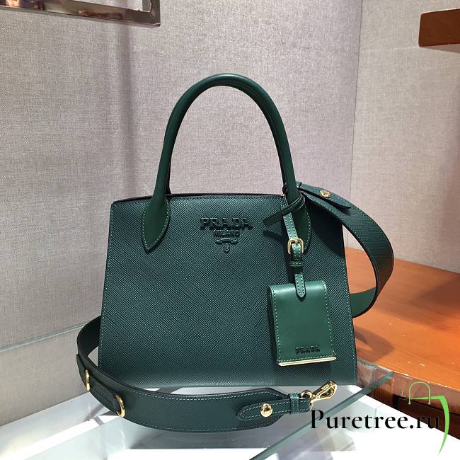 PRADA | Small Green Saffiano Leather Monochrome Bag - 1BA156 - 26x20x15cm - 1