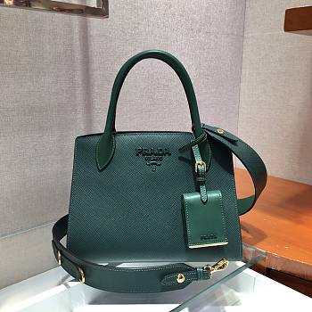 PRADA | Small Green Saffiano Leather Monochrome Bag - 1BA156 - 26x20x15cm