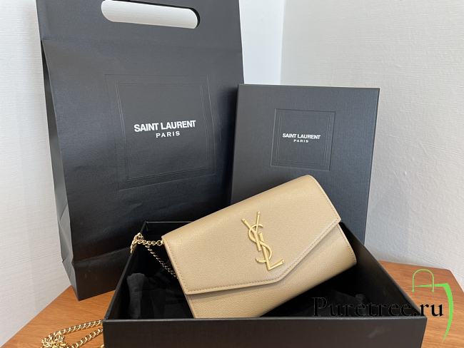 YSL | UPTOWN CHAIN WALLET IN GRAIN Beige - 607788 - 19x12x4cm - 1