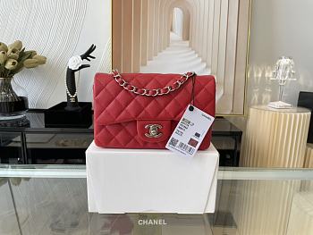 CHANEL | Classic Flap Bag Red in Grain - A01116 - 20 cm