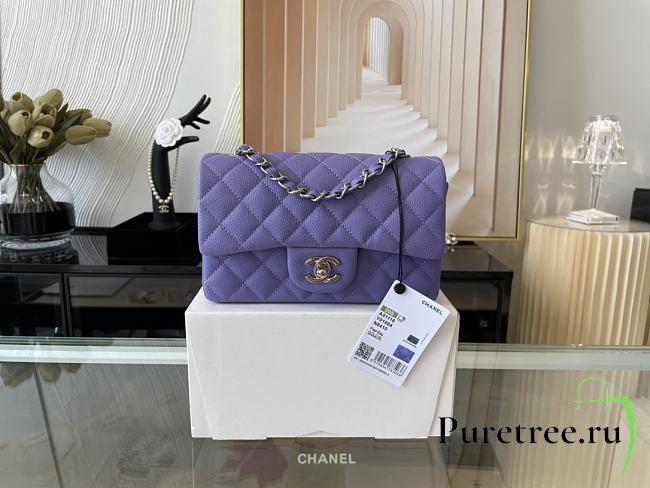 CHANEL | Classic Flap Bag Purple in Grain - A01116 - 20 cm - 1