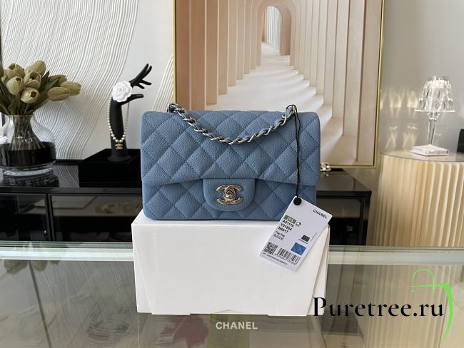 CHANEL | Classic Flap Bag Blue in Grain - A01116 - 20 cm - 1