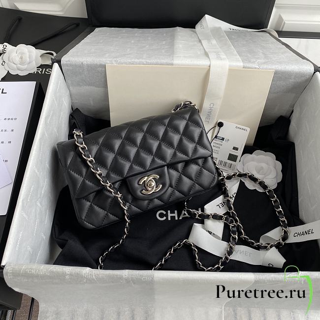 CHANEL | Classic Flap Bag Black Lambskin Silver Hardware- A01116 - 20 cm - 1