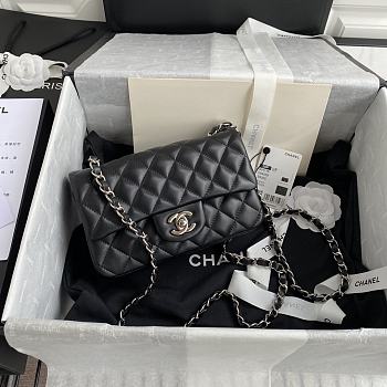 CHANEL | Classic Flap Bag Black Lambskin Silver Hardware- A01116 - 20 cm