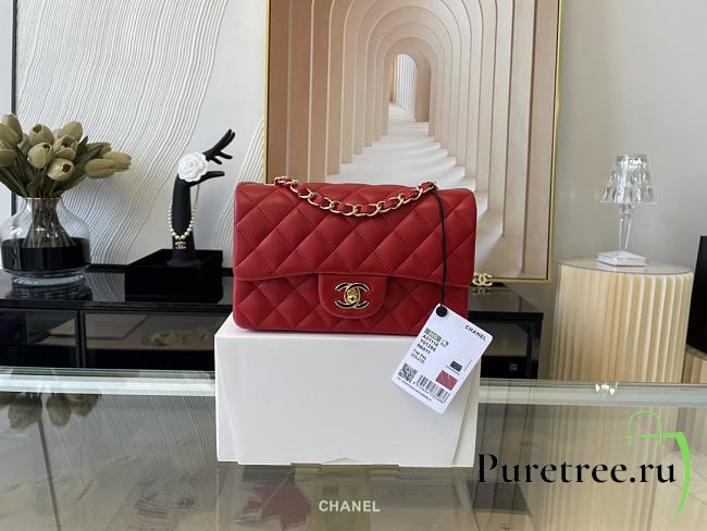 CHANEL | Classic Flap Bag Red Golden Hardware- A01116 - 20 cm - 1