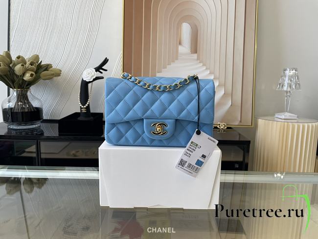 CHANEL | Classic Flap Bag Blue Golden Hardware- A01116 - 20 cm - 1