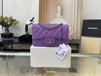 CHANEL | Classic Flap Bag Purple Silver Hardware- A01116 - 20 cm