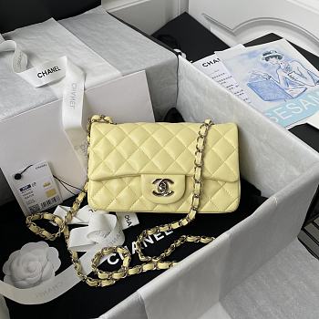 CHANEL | Classic Flap Bag Yellow Silver Hardware- A01116 - 20 cm