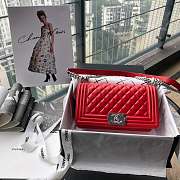 CHANEL | Small Boy Handbag Red Silver - A67085 - 20 cm - 1