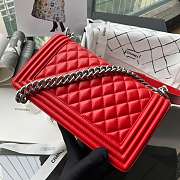 CHANEL | Small Boy Handbag Red Silver - A67085 - 20 cm - 2