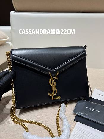 YSL | CASSANDRA MEDIUM Black CHAIN BAG - 532750 - 22 x 16,5 x 5,5 cm