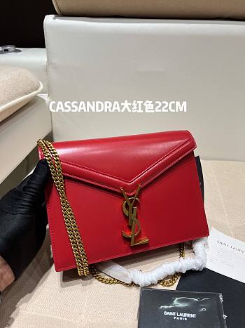 YSL | CASSANDRA MEDIUM red CHAIN BAG - 532750 - 22 x 16,5 x 5,5 cm