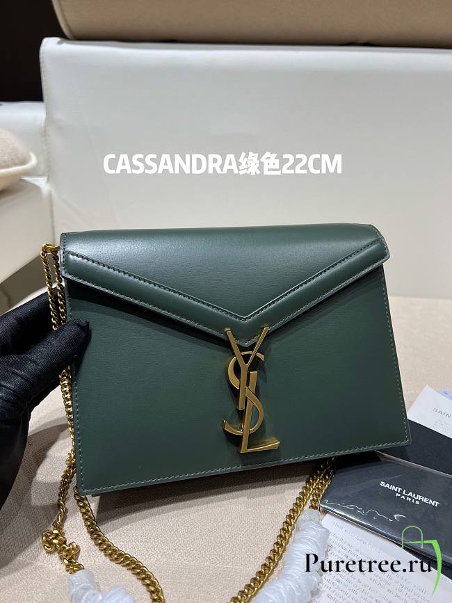 YSL | CASSANDRA MEDIUM green CHAIN BAG - 532750 - 22 x 16,5 x 5,5 cm - 1