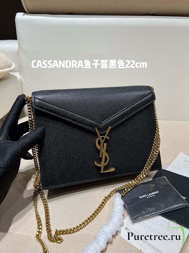 YSL | CASSANDRA MEDIUM Black in grain CHAIN BAG - 532750 - 22 x 16,5 x 5,5 cm - 1