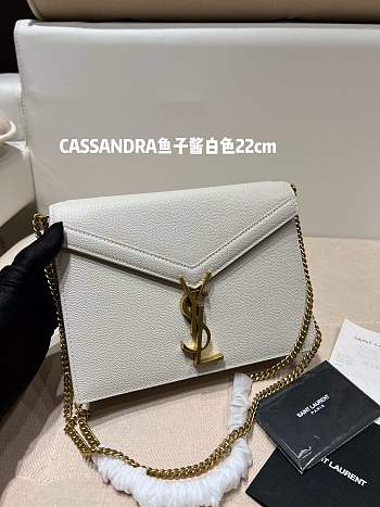 YSL | CASSANDRA MEDIUM White in grain CHAIN BAG - 532750 - 22 x 16,5 x 5,5 cm