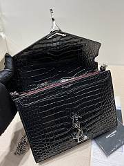 YSL | CASSANDRA MEDIUM Black bag in crocodile silver - 532750 - 22 x 16,5 x 5,5 cm - 3