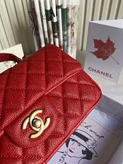 CHANEL | Mini Red Flap Bag With Top Handle - AS2431 - 20x14x7cm - 4