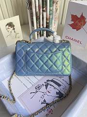 CHANEL | Mini Light Blue Flap Bag With Top Handle - AS2431 - 20x14x7cm - 5