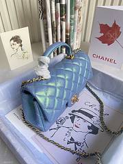 CHANEL | Mini Light Blue Flap Bag With Top Handle - AS2431 - 20x14x7cm - 4