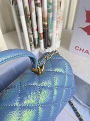 CHANEL | Mini Light Blue Flap Bag With Top Handle - AS2431 - 20x14x7cm - 2