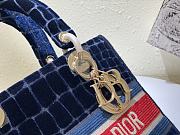 DIOR | Lady Bag Blue Velvet  - M0565O - 24 x 20 x 11 cm - 3