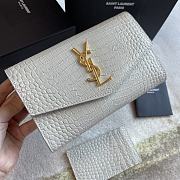 YSL | Uptown Chain Wallet In White Crocodile - 607788 - 19x12x4cm - 4