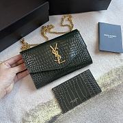 YSL | Uptown Chain Wallet In Green Crocodile - 607788 - 19x12x4cm - 1