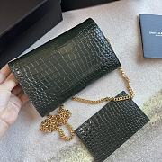 YSL | Uptown Chain Wallet In Green Crocodile - 607788 - 19x12x4cm - 5