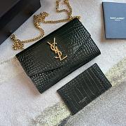 YSL | Uptown Chain Wallet In Green Crocodile - 607788 - 19x12x4cm - 6