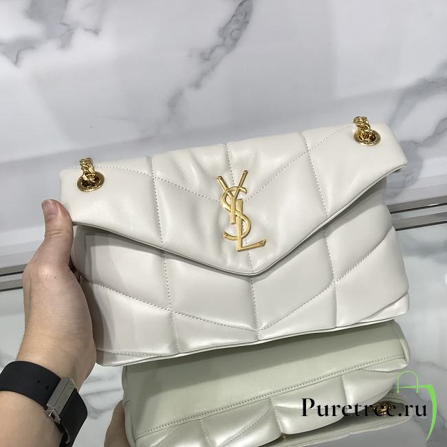 YSL | Small White Puffer Bag Golden Hardware - 577476 - 29x17x11cm - 1