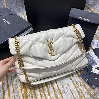YSL | Medium White Puffer Bag Golden Hardware - 577475 - 35x23x13.5cm