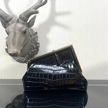FENDI | First Small black crocodile bag - 26×9.5×18cm 