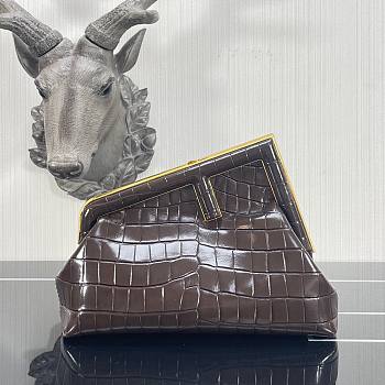FENDI | First Small brown crocodile bag - 26×9.5×18cm 