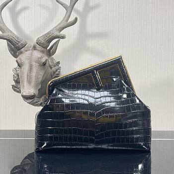 FENDI | First Medium black crocodile bag - 32.5x15x23.5cm 