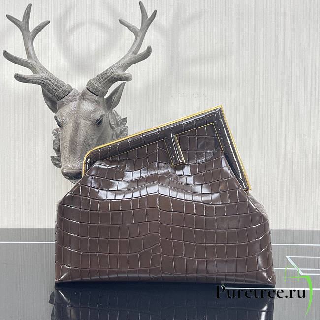 FENDI | First Medium brown crocodile bag - 32.5x15x23.5cm  - 1