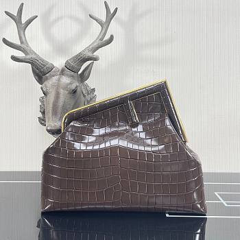 FENDI | First Medium brown crocodile bag - 32.5x15x23.5cm 