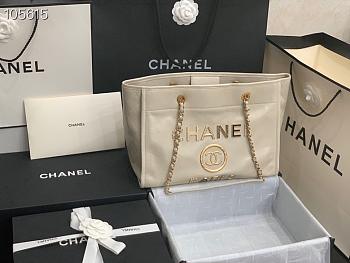 CHANEL | Shopping bag shiny calfskin white 66941 - 33*14.5*24cm