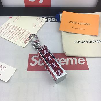 LV x Superme dice keychain red