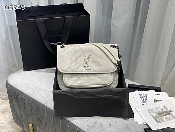 YSL | Niki Medium In White Crinkled Vintage Leather 633158 28cm