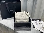 YSL | Niki Baby In White Crinkled Vintage Leather 633151 21cm - 1