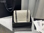 YSL | Niki Baby In White Crinkled Vintage Leather 633151 21cm - 3
