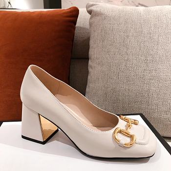 GUCCI | Mid-heel Pump With Horsebit White Leather 7.5cm