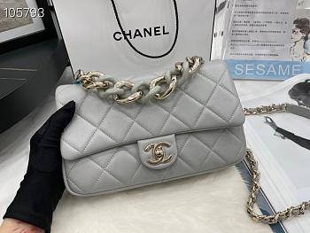 CHANEL | Classic Flap Bag With Bicolor Chain Handle Grey AS1354 - 24cm