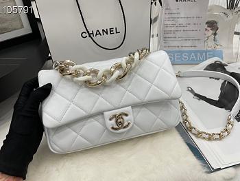 CHANEL | Classic Flap Bag With Bicolor Chain Handle White AS1354 - 24cm