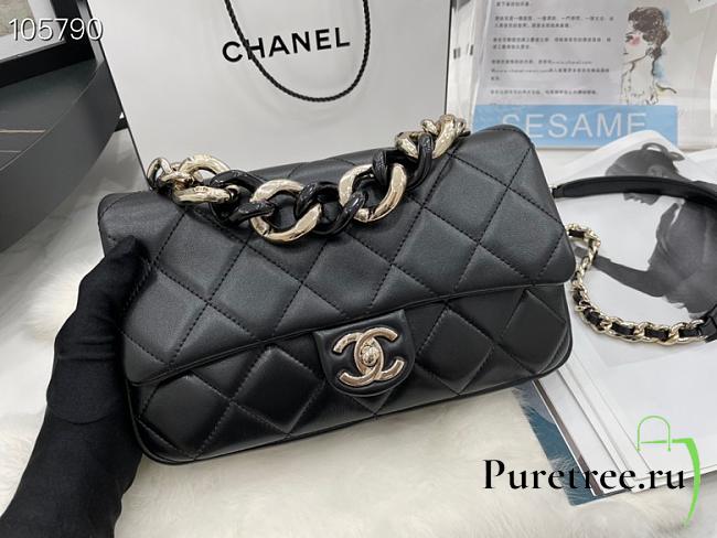 CHANEL | Classic Flap Bag With Bicolor Chain Handle Black AS1354 - 24cm - 1