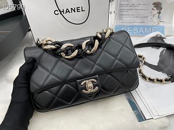 CHANEL | Classic Flap Bag With Bicolor Chain Handle Black AS1354 - 24cm