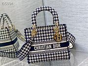 DIOR | Medium Lady D-lite Bag Blue Houndstooth Embroidery M0565 - 24cm - 1